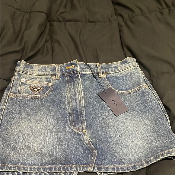 Prada denim mini skirt